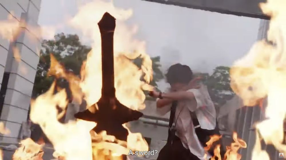 Kamiyama Toma, the protagonist, recoiling from the intense heat of a flaming sword.

You're gonna need to watch the show for context on this one. I can only upload 4 images and don't feel like making this post a thread, so out of context screenshots are what you're gonna get.