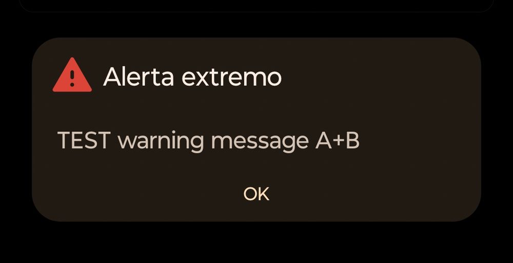 Print de um alerta extremo no celular. 