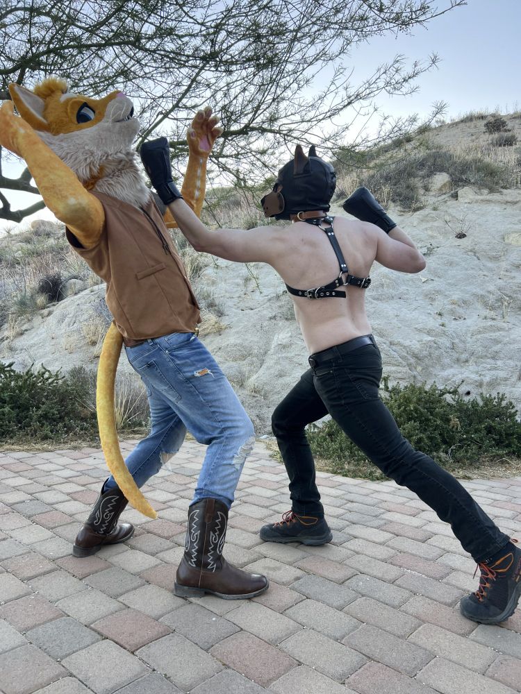 Me in pup gear uppercutting Palette
