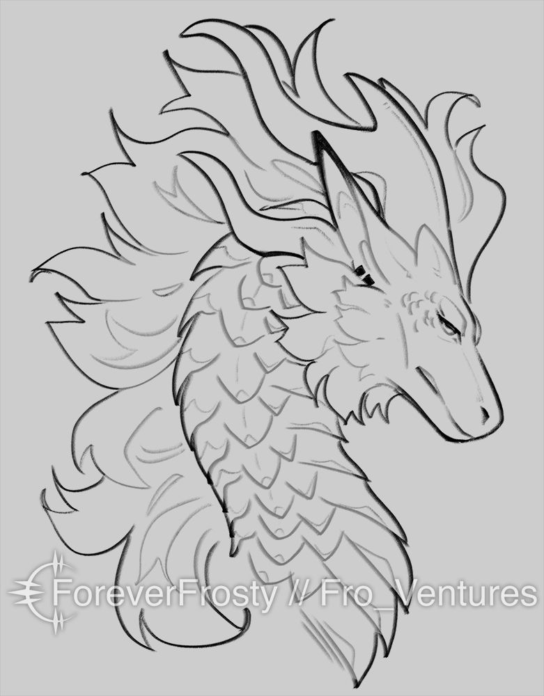 Headshot sketch of my dragon oc, Severin.