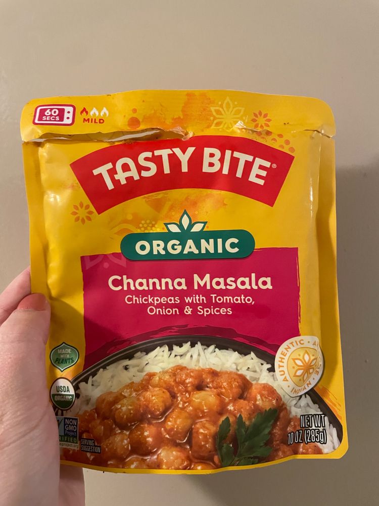 Chana Masala: Chickpeas with Tomato, onion, and spices from Tasty Bite