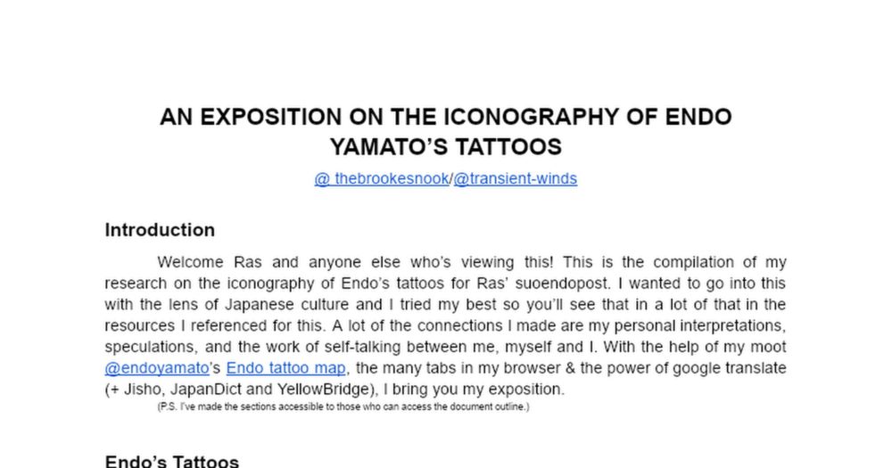 Tattoos of Endo Yamato