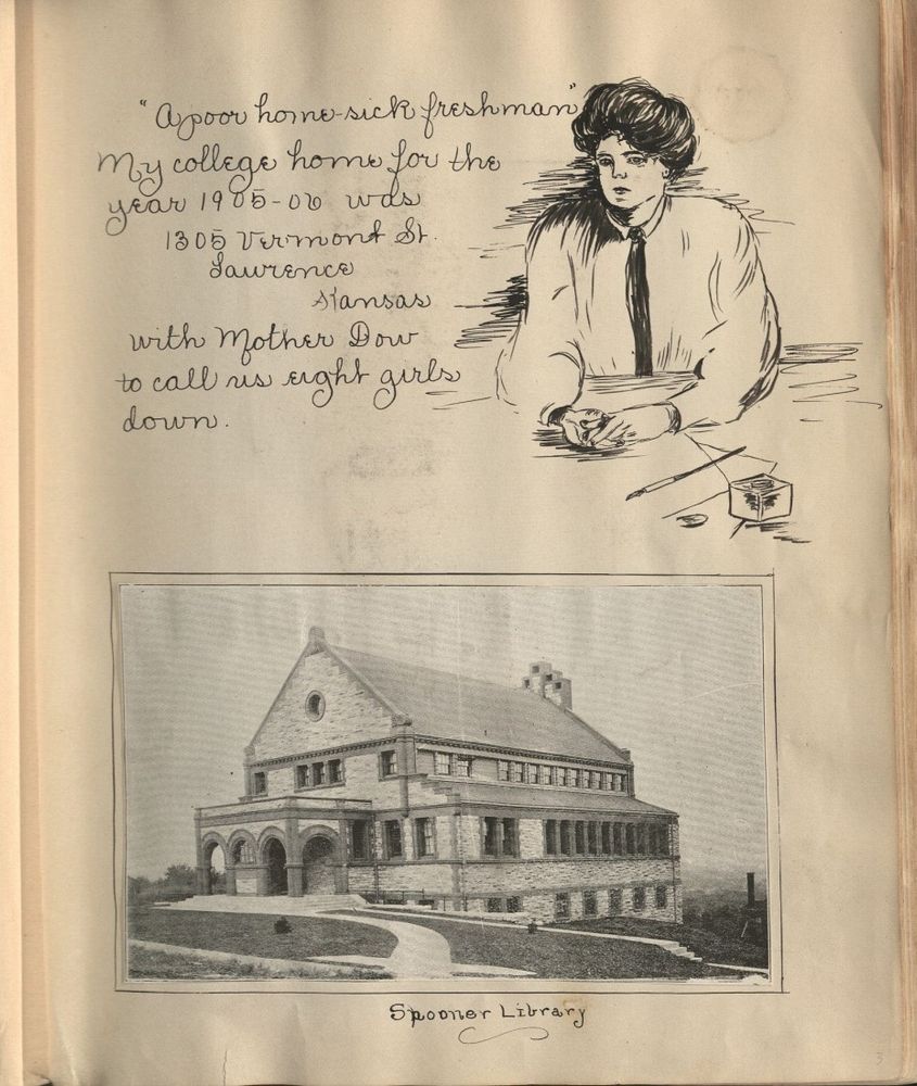 Nola Ayers’s scrapbook entry about being “a poor home-sick freshman,” 1905. Call Number: SB 71/99/8.