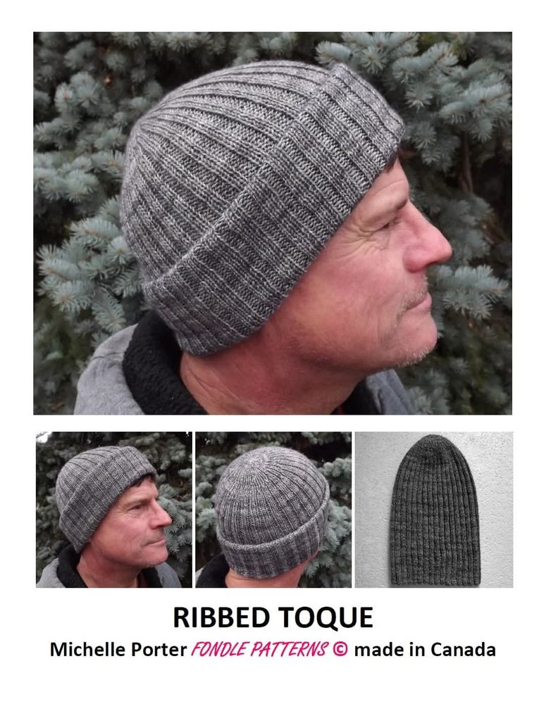 Mark wears the grey ribbed hat that he asked me to make for him. 1 main photo and 3 smaller photos,2 different angles and 1 just hat.