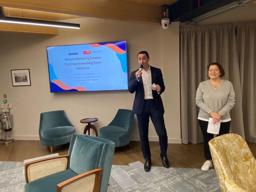 Koray Camgoz and Avril Lee at the Taylor Bennett foundation CIPR reverse mentoring scheme event