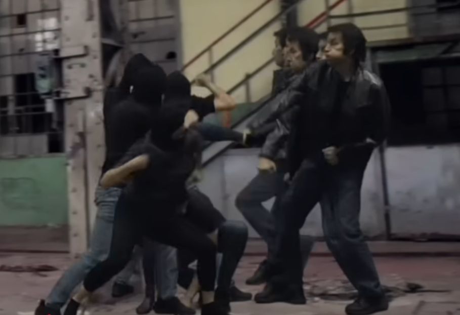 Low budget movie fight scene where the guy duplicates himself using shitty copy paste effects in the same frame