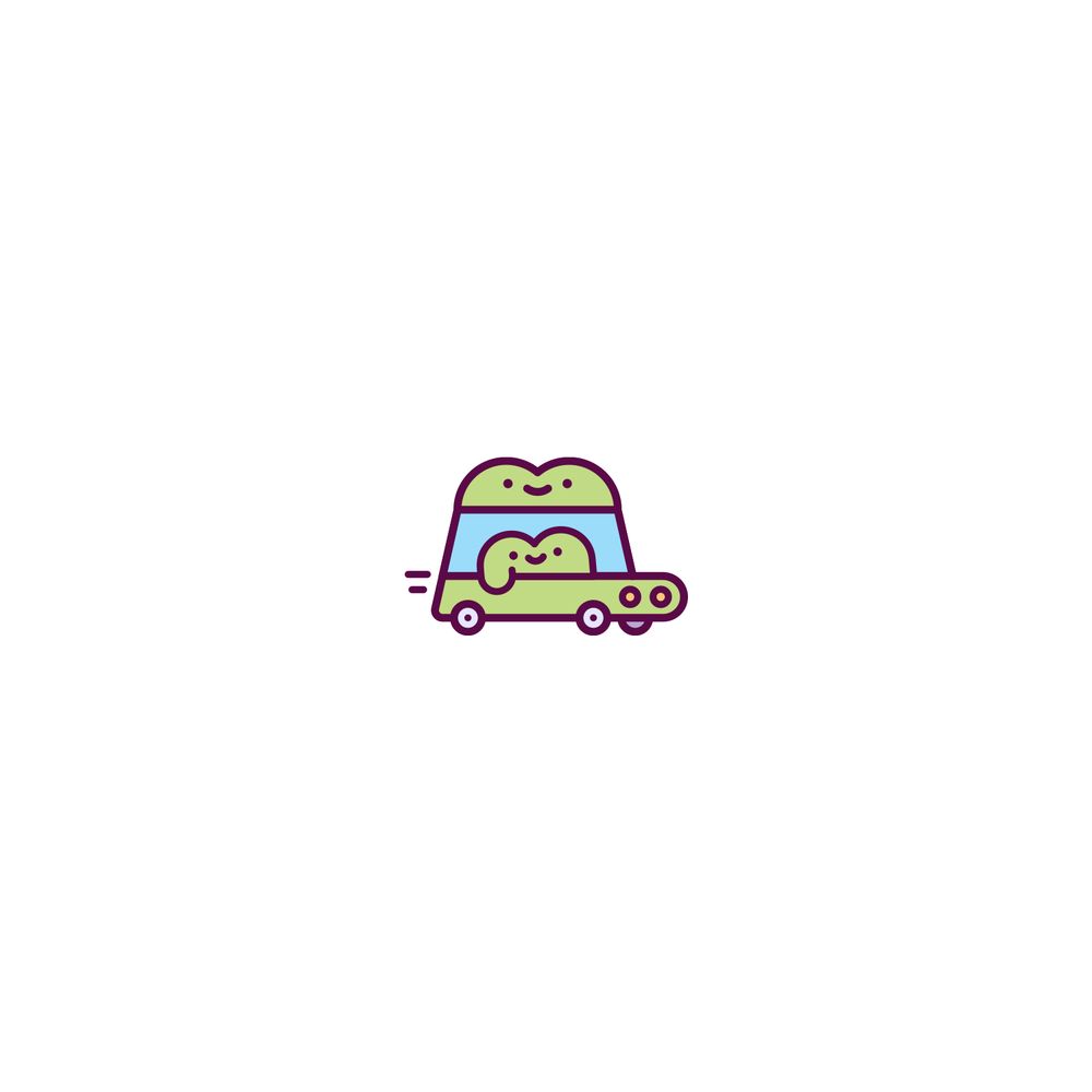 Little frog in his frog car just kinda going
