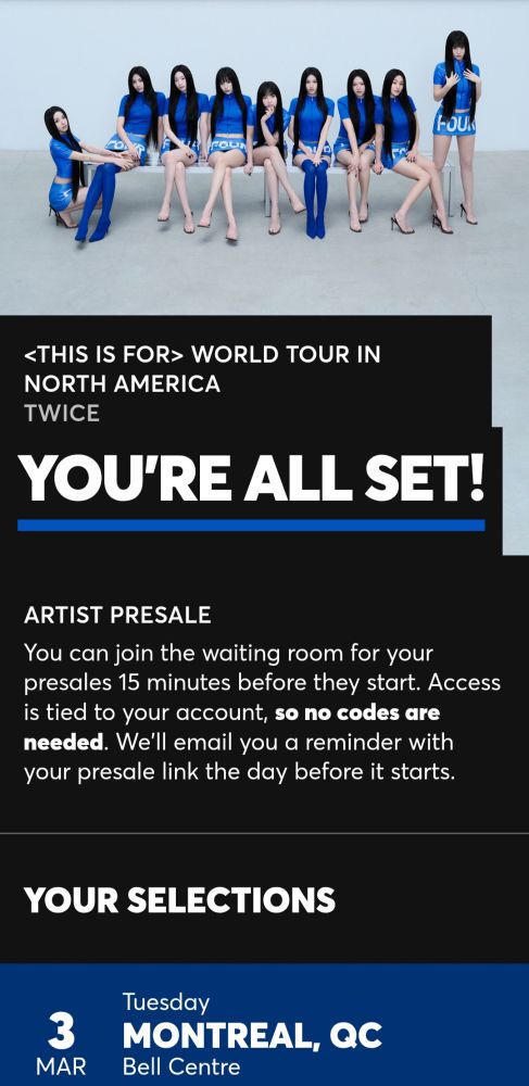 Twice in montreal presale 