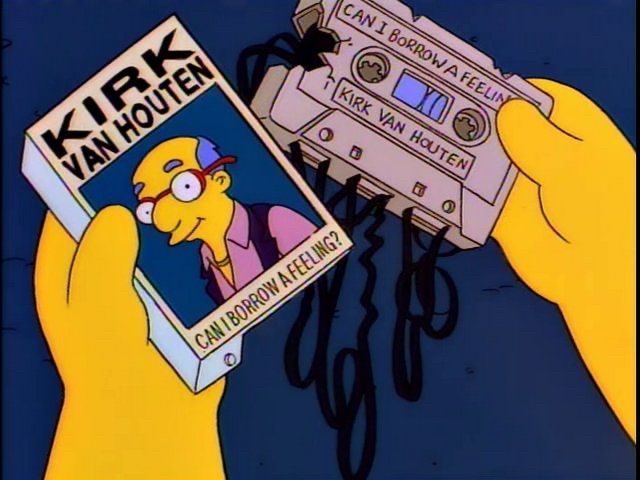 Damaged tape cassette of ‘Can I Borrow a Feeling’ by Kirk Van Houten