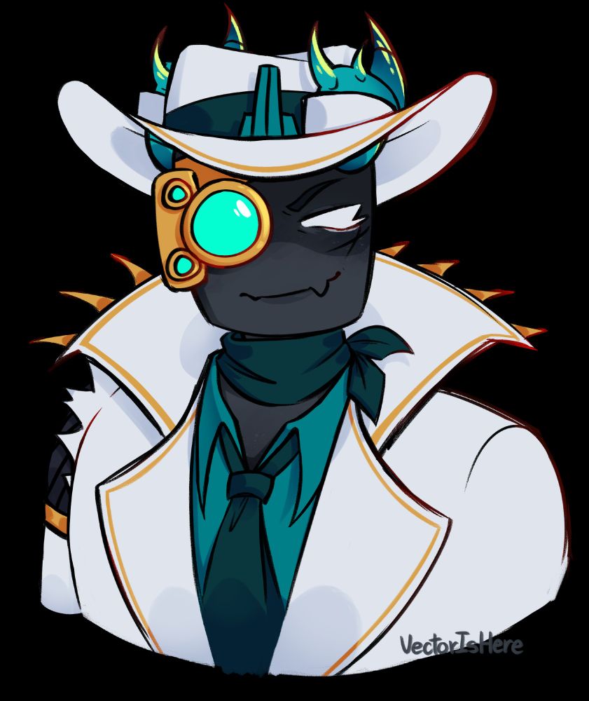 A digital drawing of Scythe Phighting looking at the viewer with a smug smile on her face