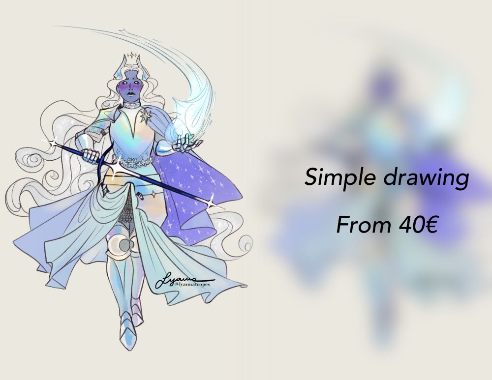 Image displaying commission prices. Simple drawing starts from 40€. 