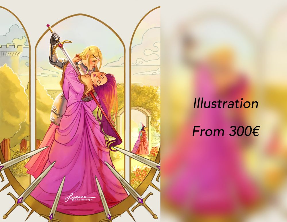 Image displaying commission prices. Illustration starts from 300€.