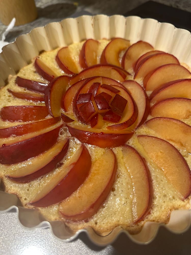A spiral plum tart