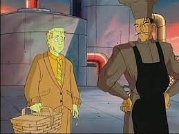 the breadmaster, a pretty by the numbers french guy in a dark chef outfit and apron, and his underling buttery pat, who's a guy in a beige suit that seems to actually be made of and emitting butter