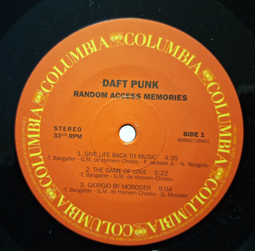 Side 1:
Give Life Back to Music
The Game of Love
Giorgio by Moroder