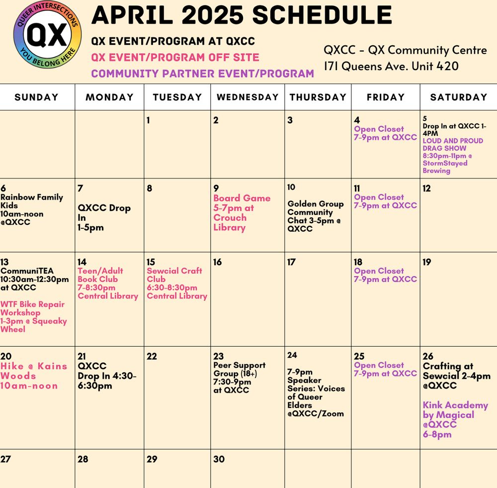APRIL 2025 EVENTS AND PROGRAMS!! Please note that we have different days & times for Drop in hours this month. 