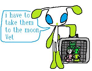 "I have to take them to the moon vet" said Pollyanna (that's me!) holding a cage with all the aliens loafed and stacked on top of eachother.