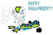 flug's skeleton escaped his body to deliver a happyween message, blug is in the back terrified as hell