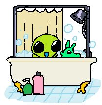 Flug taking a lovely bubble bath!