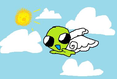 flug with wings flying through the sky. yay yay yay