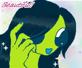 "Beautiful" Flug, with beautiful hair.. pulls back their hair with their comical realistic people hand
