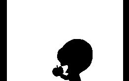 a silhouette of flug eating a bad apple. hahaha get it