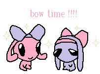 "bow time!!!" The Pink One and piddle wear bows!