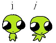 two drawings of flug with two "i"'s above them. one is italicized, and so is the respective flug