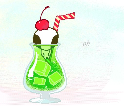 "Oh" Week, in a melon soda float as the icecream.