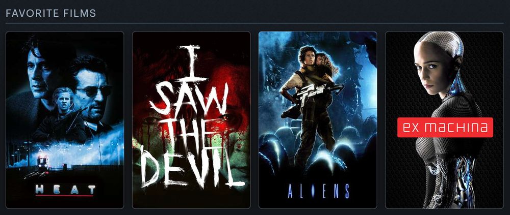 Heat - I Saw the Devil - Aliens - Ex Machina movie posters