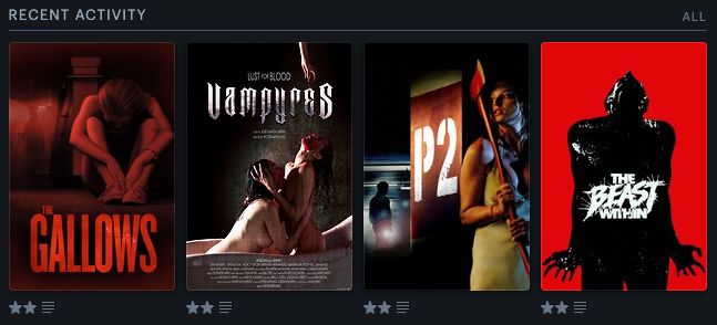 4 movie posters - The Gallows, Vampyres, P2, The Beast Within