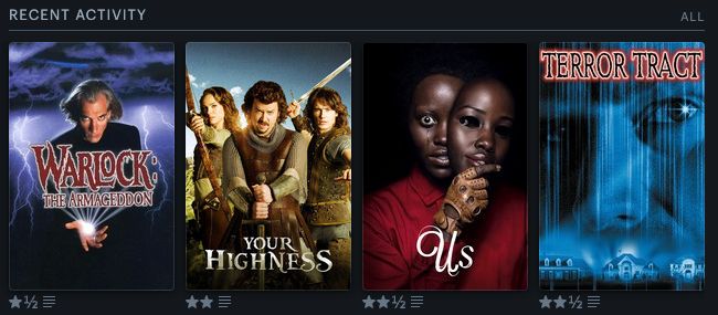 4 Movie posters - Warlock: The Armageddon, Your Highness, Us, Terror Tract