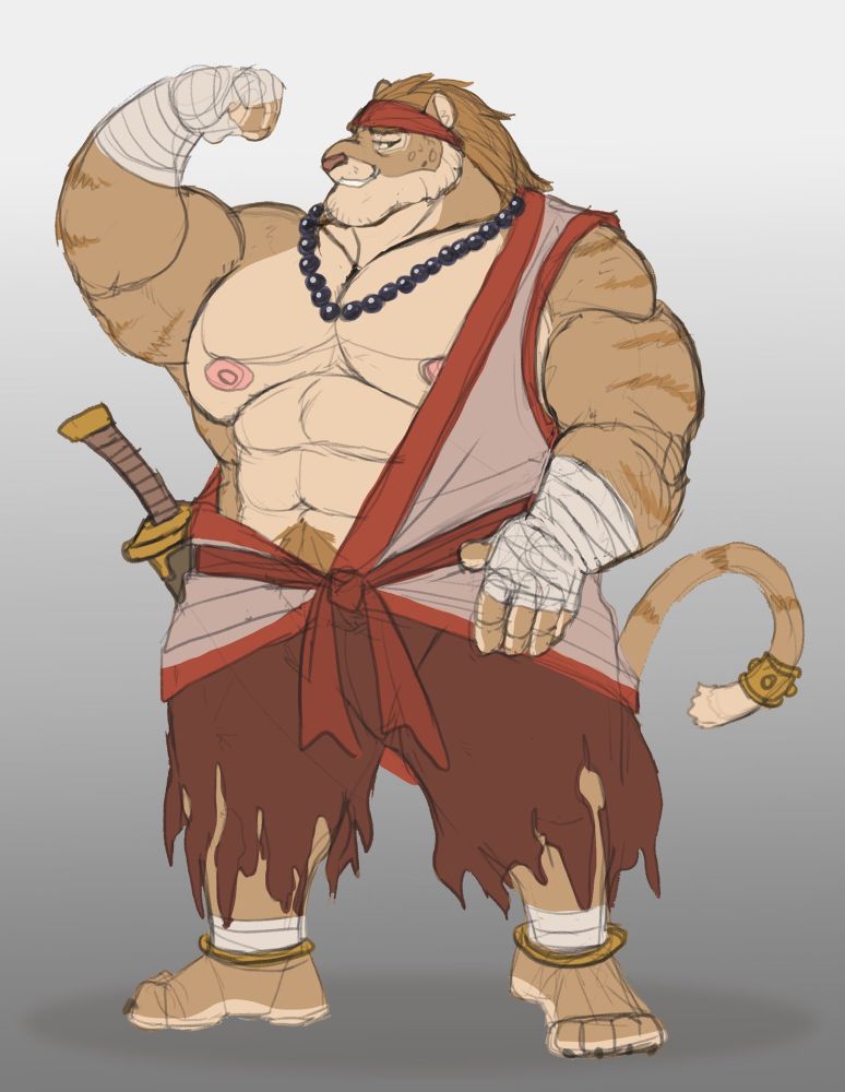 Raphael showing off his big hunky muscles 💪🏼🦁