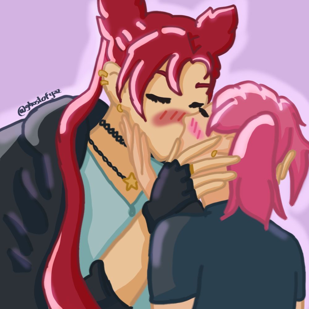 Star Guardian Jinx and Lux kissing.