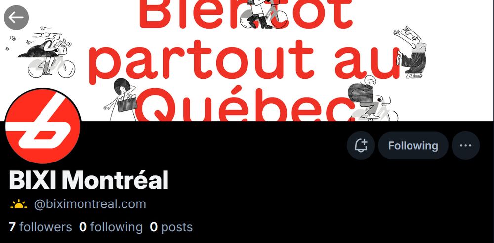 Capture d'écran du profile Bluesky de Bixi