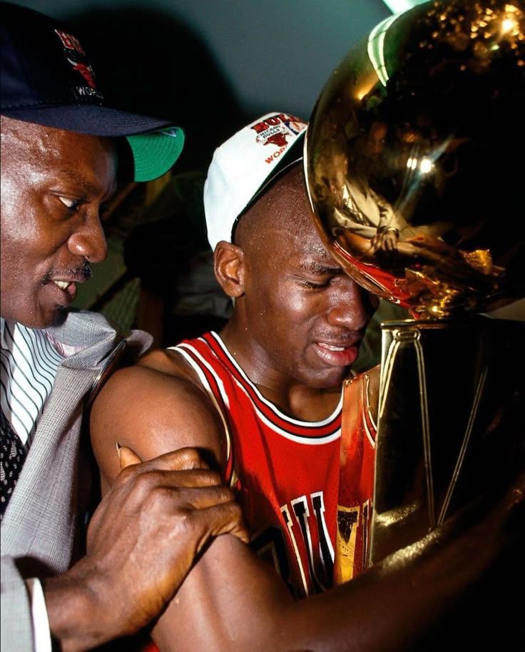michael jordan crying holding his first trophy