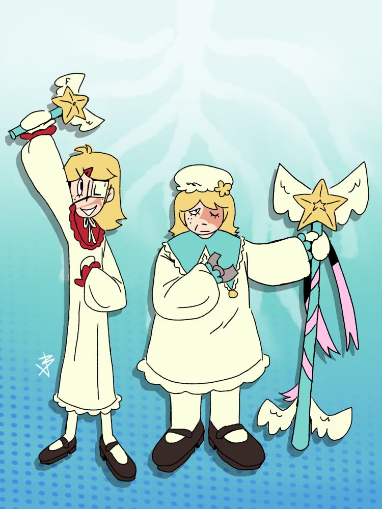 A older red and marie behind a light and dark blue gradient background, hidden in the background are tree roots