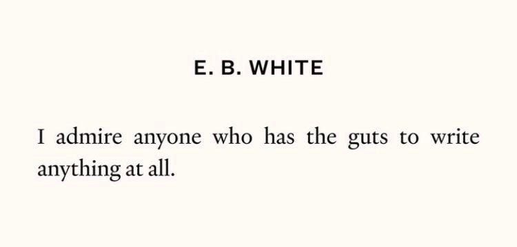 E.B. White

I admire anyone who has the guts to write anything at all.