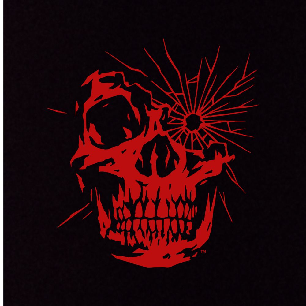 Romero Games logo: a red skull with a bullet hole in the eye socket.