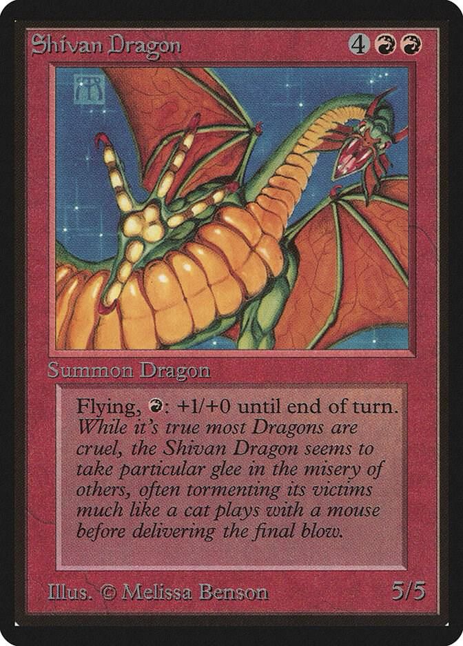 Shivan Dragon Magic the Gathering card from the Beta set. 