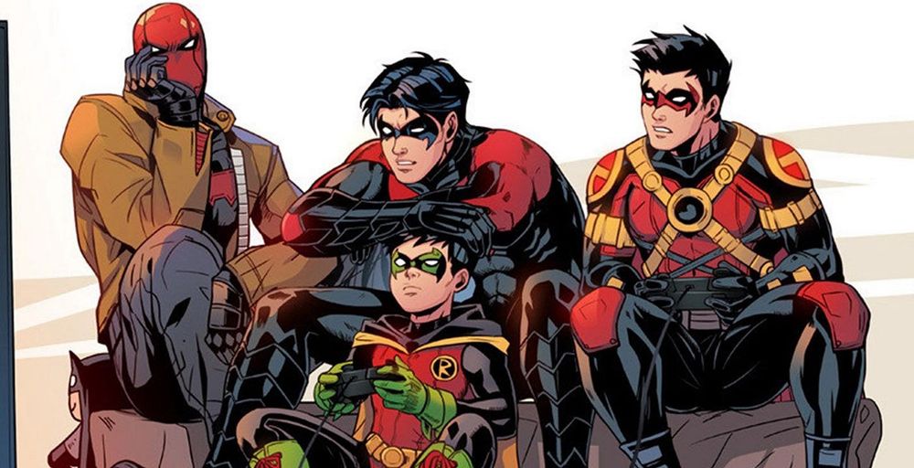 Art of Jason Todd, Dick Grayson, Tim Drake, and Damian Wayne