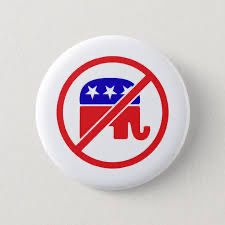 Photo of a button with a circle-slash over the GOP elephant