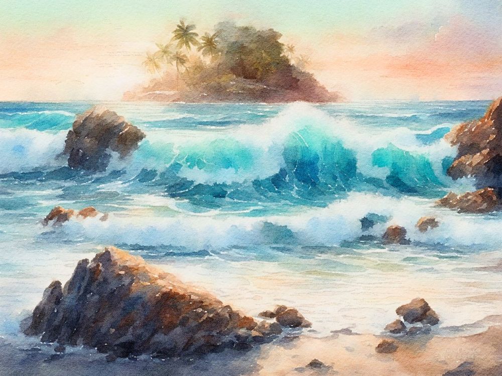 Digital painting of a dream tropical beach
