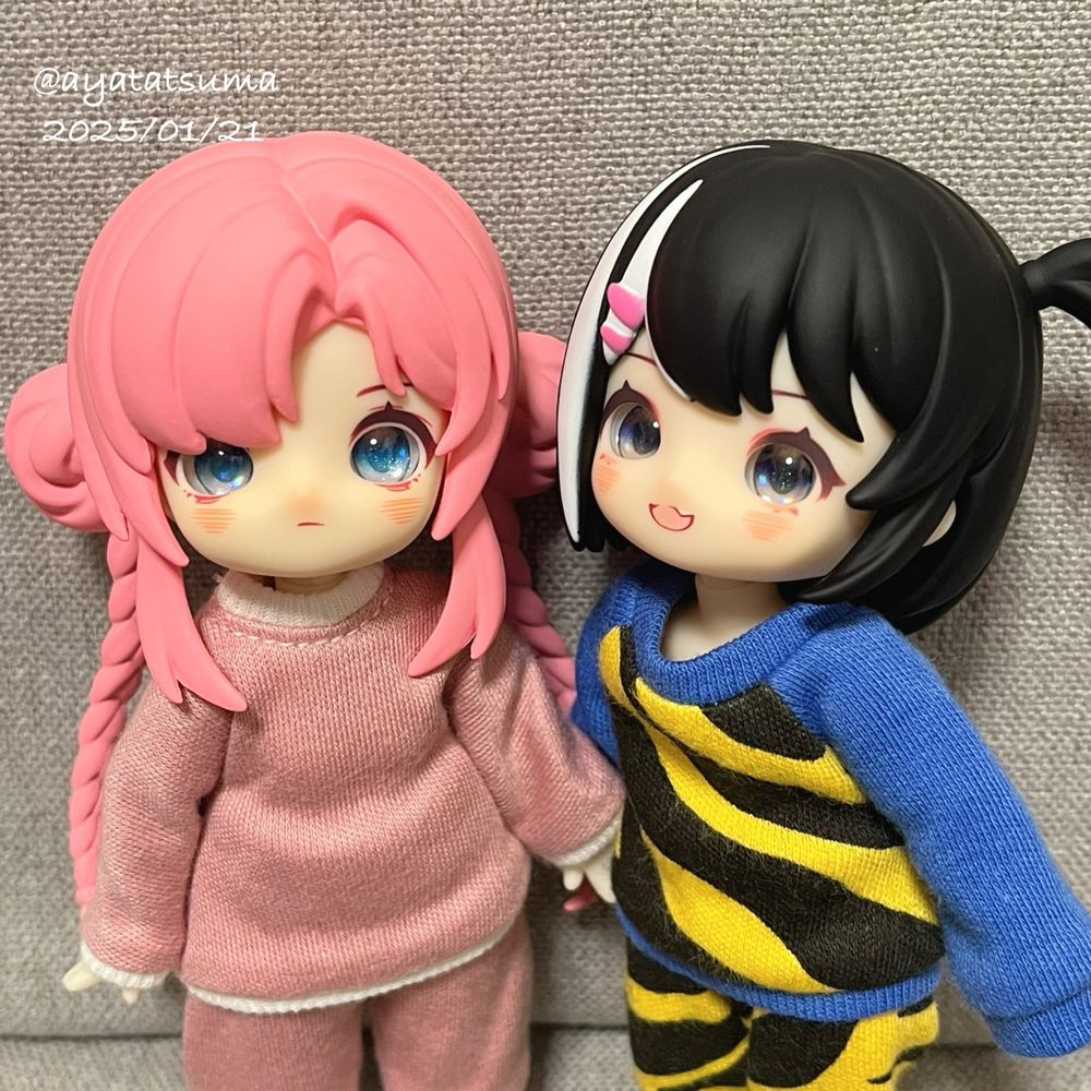 ブラインドドール NAGI留学シーズンより
画面左：云兎
画面右：鳶猫
服は自作 #たつまドール服