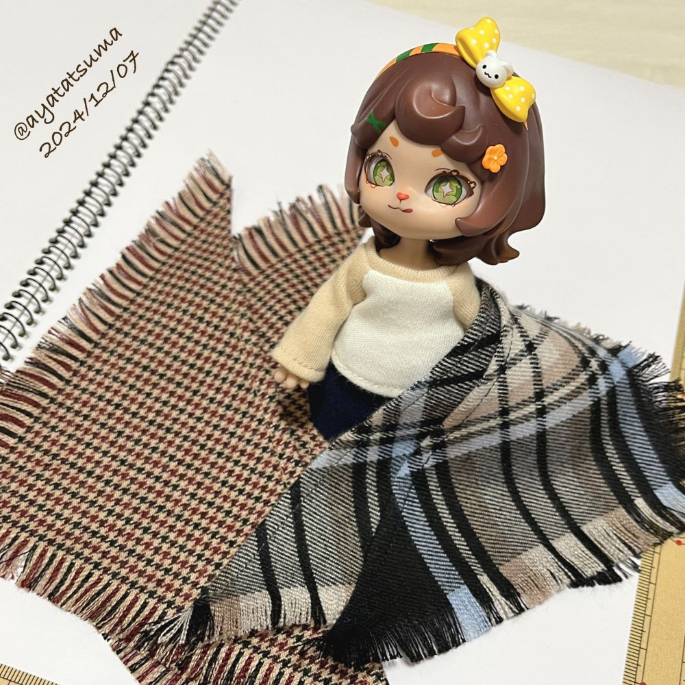 ボニーバニー　ブラウ・ココとドール用ストール。着ている服とストールはすべて自作。
