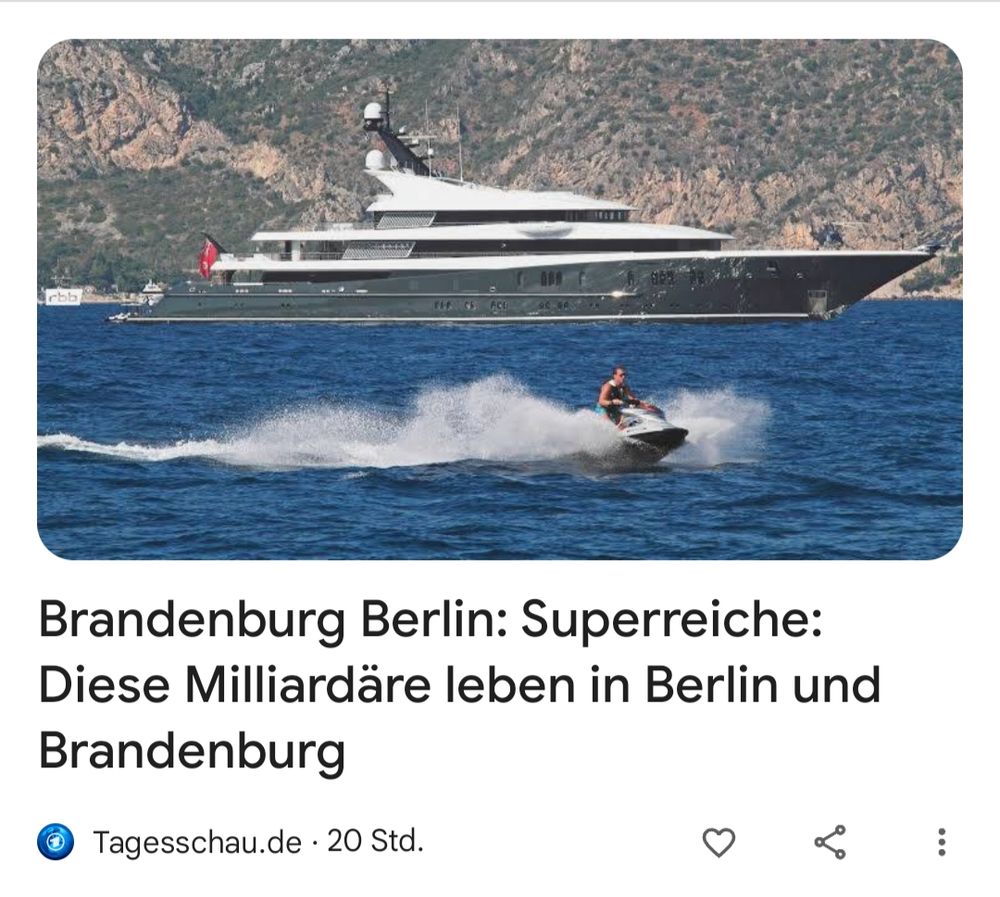 Artikelvorschau Tagesschau: Brandenburg Berlin: Superreiche: Diese Milliardäre leben in Berlin und Brandenburg. Dazu Bild von einer Yacht und einem Jetski.