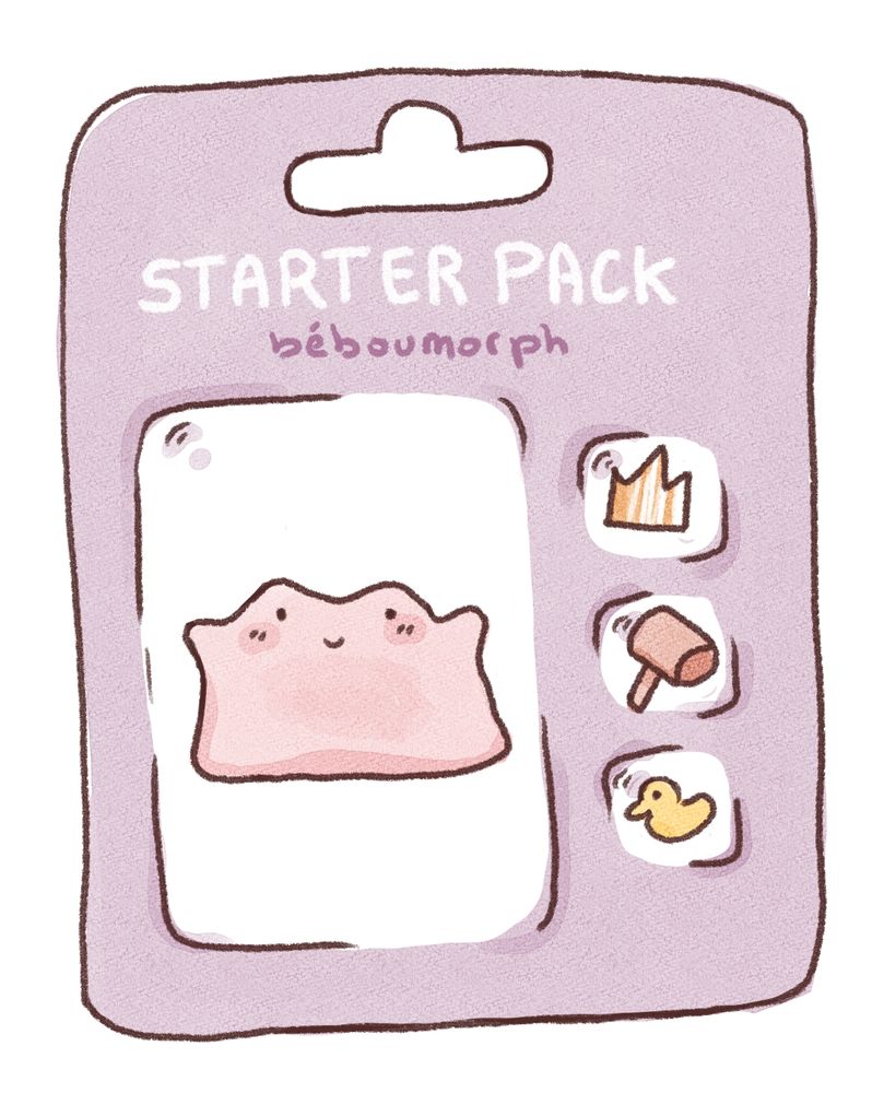 Starter pack de béboumorph avec comme accessoires une couronne, un marteau et un petit canard en plastique 