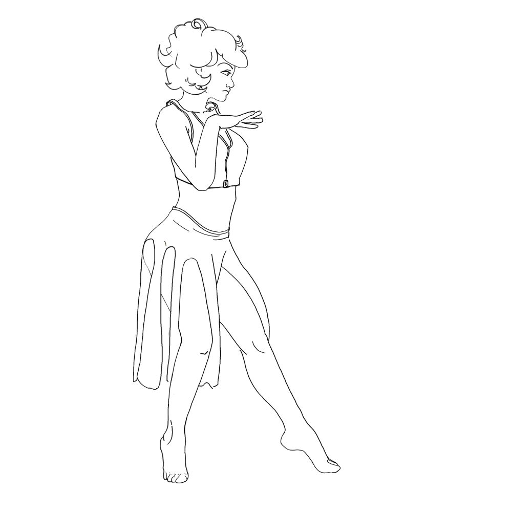 Sketch of dancer; based on the late great Eartha Kitt