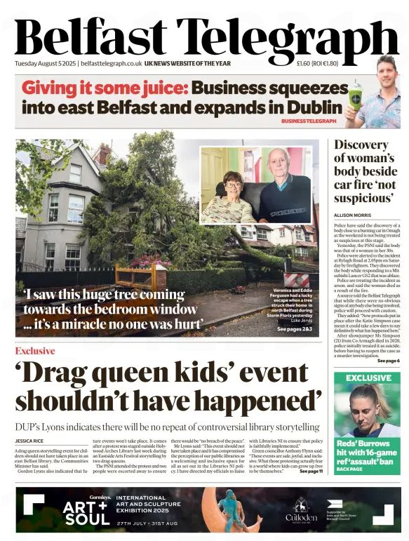 Belfast Telegraph front page - ‘Drag queen kids’ event shouldn’t have happened’
DUP’S Lyons indicates there will be no repeat of controversial library storytelling #TransAgendaClips