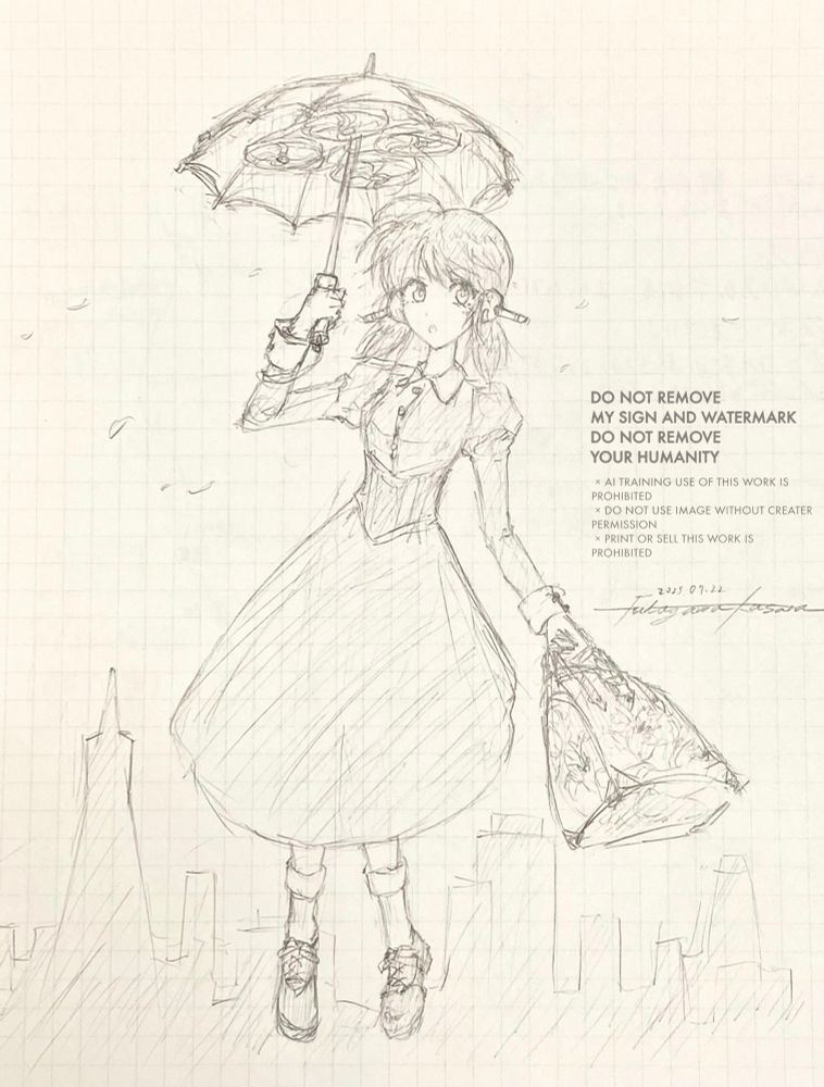 ocのアンドロイド セシルさん。傘ドローンでおでかけ